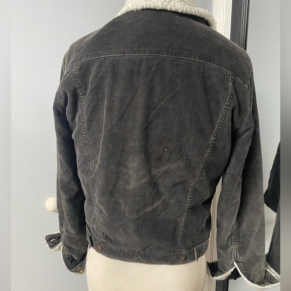 VINTAGE CHORE JACKET DARK BROWN/GREEN CORDUROY WITH WARM WOOL LINING - Picture 10 of 16